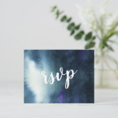 Navy Blauw Ombre Goud Glitter Bruiloft RSVP Uitnodiging Briefkaart (Staand voorkant)