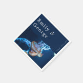 Navy blauw onder het Zee kwal nautische bruiloft Servet (Hoek)