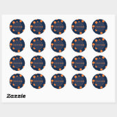 Navy Blauw Oranje Stippen Dank Je Sticker (Vel)