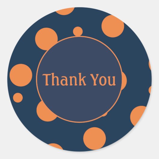 Navy Blauw Oranje Stippen Dank Je Sticker (Voorkant)