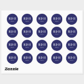 Navy blauw paar Initialen Ronde Sticker (Vel)