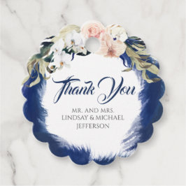 Navy blauw pampas gras bruiloft dank u bedankjes labels