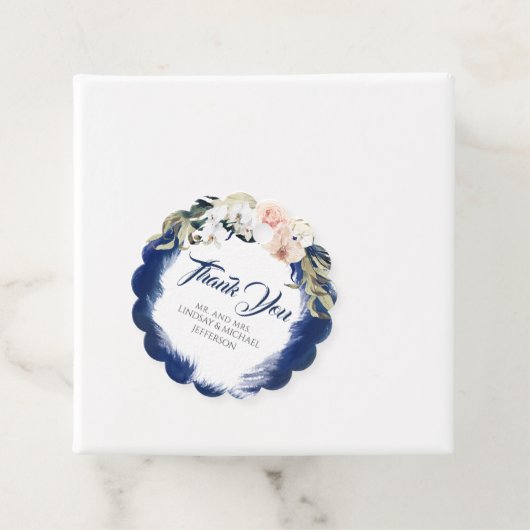 Navy blauw pampas gras bruiloft dank u bedankjes labels (In situ)