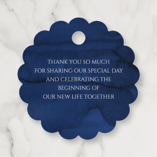 Navy blauw pampas gras bruiloft dank u bedankjes labels (Achterkant)