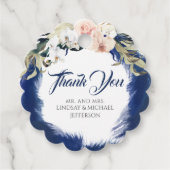 Navy blauw pampas gras bruiloft dank u bedankjes labels (Voorkant)