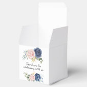 Navy blauw pluche roze bloemendank u bedankdoosjes (Geopend)