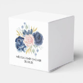 Navy blauw pluche roze bloemendank u bedankdoosjes (Achterkant)