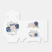 Navy blauw pluche roze bloemendank u bedankdoosjes (Uitgevouwen)