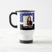 Navy blauw polka dot fotosjabloon reisbeker (Links)