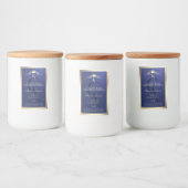 Navy-blauw productlabel met gouden frame-monogram voedselcontainer etiket (Flessen)