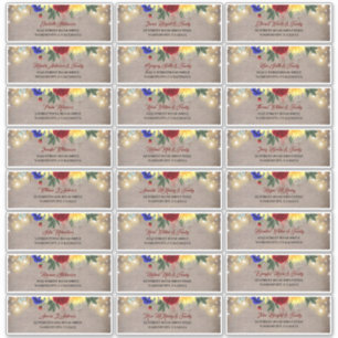 Navy Blauw Rood Geel Gast Namen Adresetiketten Sticker