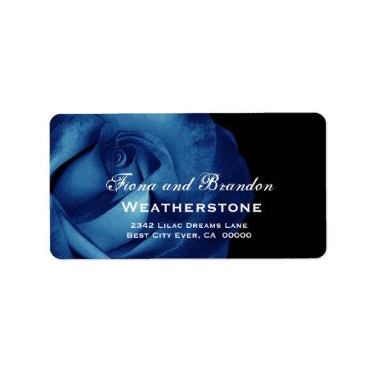 Navy blauw Roos bruiloft A003 Etiket (Voorkant)