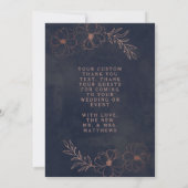 Navy Blauw & Roos Goud Chique Bruiloft Liefde en B Bedankkaart (Achterkant)