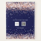 Navy blauw roos goud glitter naam afspraak 2026 planner (Achterkant)