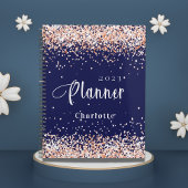Navy blauw roos goud glitter naam afspraak 2026 planner