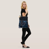 Navy Blauw & Roos Gouden Agaat Marmer Bruidsmeisje Tote Bag (Op model)
