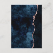 Navy blauw Roos gouden agaat marmer bruiloft recep Informatiekaartje (Achterkant)