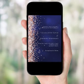 Navy blauw roos gouden bruiloft kaart