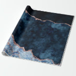 Navy Blauw & Roos Gouden Folie Agaat Marmer Cadeaupapier<br><div class="desc">Navy Blue & Roos Gold Foil Waterverf Marble Agaat verguld Geode Design,  met moderne en script lettertypen. Trendy en chique bruiloft of party cadeaupapier! ~ Controleer mijn winkel om de volledige bruidssuite voor dit ontwerp te zien!</div>