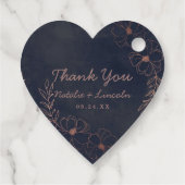 Navy Blauw & Roos Gouden Folie Bloemengrens Bruilo Bedankjes Labels (Achterkant)