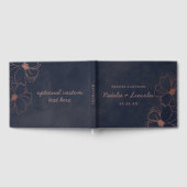 Navy Blauw & Roos Gouden Folie Bloemengrens Bruilo Gastenboek (Volledig)