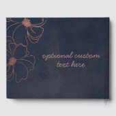 Navy Blauw & Roos Gouden Folie Bloemengrens Bruilo Gastenboek (Achterkant)