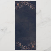 Navy Blauw & Roos Gouden Folie Bloemengrens Diner Menu (Achterkant)