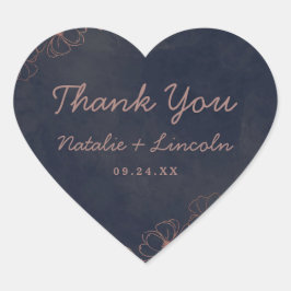 Navy blauw & Roos gouden folie chique bruiloft dan Hart Sticker