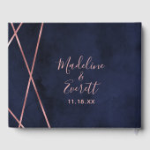 Navy blauw & Roos gouden geometrische bruiloft mon Gastenboek (Achterkant)