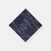 Navy blauw & Roos gouden geometrische bruiloft mon Servet (Hoek)