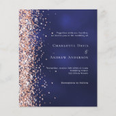 Navy blauw roos gouden huwelijksuitnodiging (Voorkant)