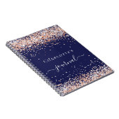 Navy blauw roos gouden naam script tijdschrift notitieboek (Rechterzijde)