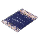 Navy blauw roos gouden naam script tijdschrift notitieboek (Linkerzijde)