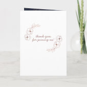 Navy blauw & Roos goudfolie chique huwelijksceremo Programma (Achterkant)