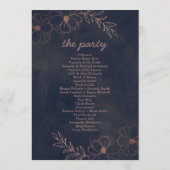 Navy blauw & Roos goudfolie chique huwelijksceremo Programmakaart (Achterkant)