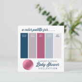 Navy Blauw & Roze Baby shower Kleur Palet Kaart (Staand voorkant)