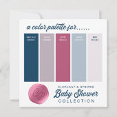 Navy Blauw & Roze Baby shower Kleur Palet Kaart (Voorkant)