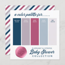 Navy Blauw & Roze Baby shower Kleur Palet Kaart