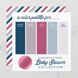 Navy Blauw & Roze Baby shower Kleur Palet Kaart