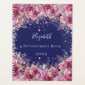 Navy blauw roze bloemen elegante naam 2026 planner (Voorkant)