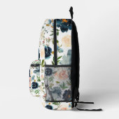 Navy Blauw Roze Bloemen meisjesnaam Rugzak (Rechts)