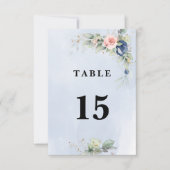 Navy blauw & Roze Blush Tafelnummer Dubbelzijdig (Voorkant)