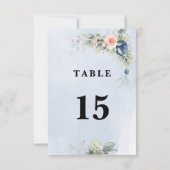 Navy blauw & Roze Blush Tafelnummer Dubbelzijdig (Achterkant)