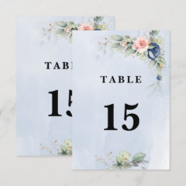 Navy blauw & Roze Blush Tafelnummer Dubbelzijdig