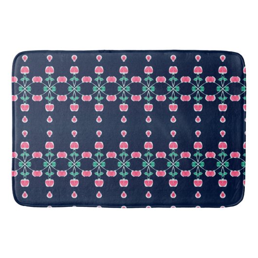 Navy Blauw Roze en Groen Badmat (Voorkant)