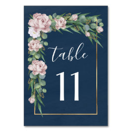 Navy blauw & roze stoffig Roos groen gouden bruilo Kaart