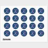 NAVY BLAUW ROZE WIT Monogram Bruiloft Sticker (Vel)