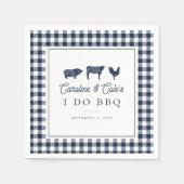 Navy Blauw Rustiek Land "Ik doe BBQ" Bruiloft Servet (Voorkant)