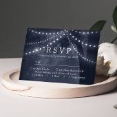 Navy Blauw Rustieke Boom Lichten Bruiloft RSVP Kaartje