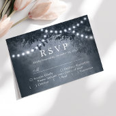Navy Blauw Rustieke Boom Lichten Bruiloft RSVP Kaartje